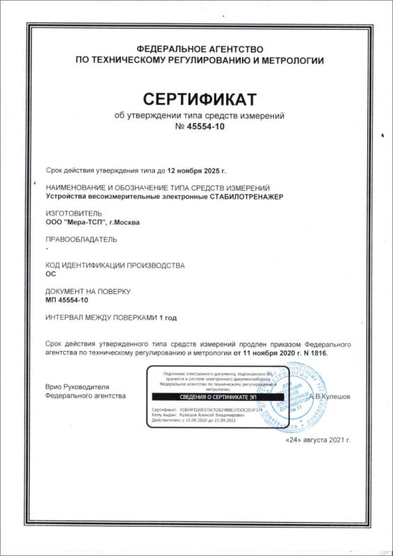 Сертификат об утверждении типа средств измерений